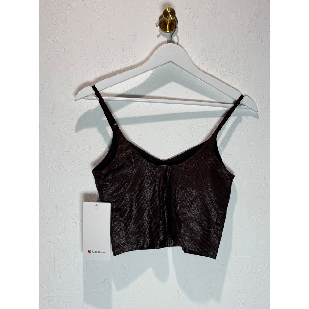 Lululemon Align Crop Cami Tank Roasted Brown Foil Ribbed Nulu LW1GDAS Size 6 - Picture 3 of 4